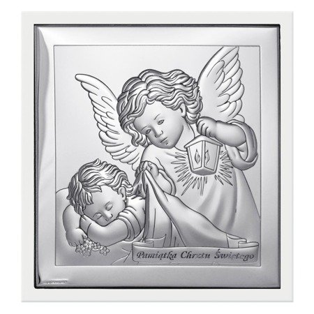 Obrazek srebrny Aniołek z latarenką z podpisem 6430W