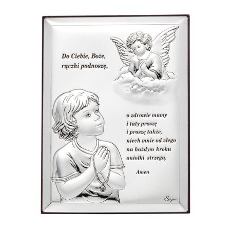 Obrazek srebrny Aniołek z modlitwą 31300