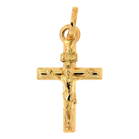 Złoty krzyżyk pr. 585 Krzyż prosty z wizerunkiem Jezusa ZK007