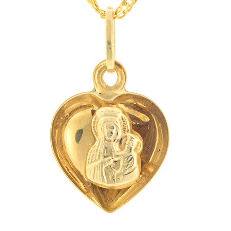 Złoty medalik pr. 585 M.B. Częstochowska serce wypukłe  ZM020